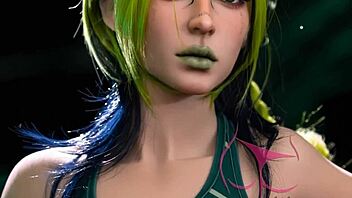 Intense sex with Jolyne fuck doll using toys