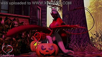 Cassie and Lewdine fuck monster cock on Halloween