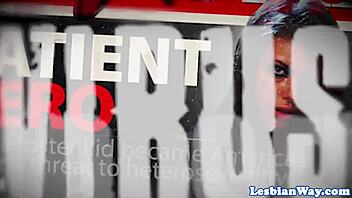 A gushing dyke enjoys a threeway with cute teens.