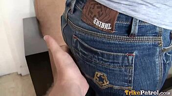 trike patrol guy splooges deep in asian's tight muff 😏