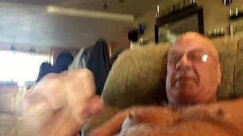 mature guy masturbates with big cock until cumming