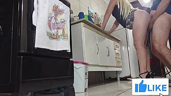 Horny Blonde Stepmother In Kitchen Feels Intense Pleasure With Big Ass And Cum