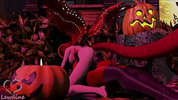 Cassie and Lewdine fuck monster cock on Halloween
