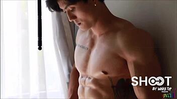 Asian Japanese Hunk in Gay Shooting with Detailed Cock Actions