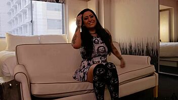 Tattooed woman cheats with a black man with a big dick and also performs oral sex on him while her boyfriend watches.