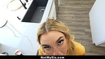 petite stepsister shares excitement with big stepbrother in family gathering