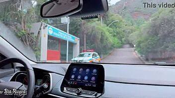 Latina Gives Blowjob In Car