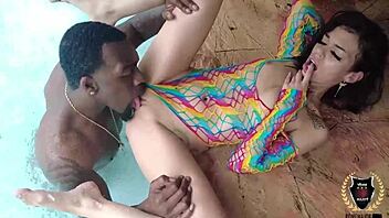 Rome Major LICKS And FUCKS Brunette Sisi Pesos' Tight Pussy By The Pool