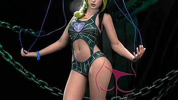 Intense sex with Jolyne fuck doll using toys