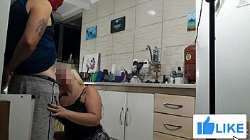 Horny Blonde Stepmother In Kitchen Feels Intense Pleasure With Big Ass And Cum