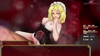 Japanese anime-style game with animated porn and commented gameplay.