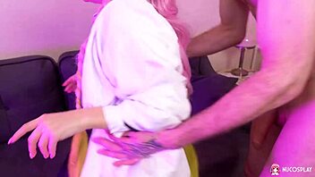 Bella Grey fucks her boyfriend in hot cosplay at home.