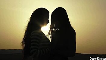 Watch Kira Queen tease that sexy brunette outdoors?