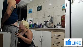 Horny Blonde Stepmother In Kitchen Feels Intense Pleasure With Big Ass And Cum