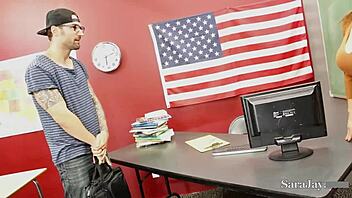 teacher sara jay gets slammed hard on her desk, damn!