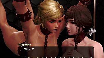 Beautiful anime big tits bondage and big nipples BDSM scene.