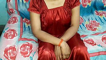 Young Indian wife's sexy nightie clad self in hardcore sex scene
