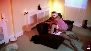 lovely masked slave gets fucked missionary style by her master with tight ass and blonde stockings