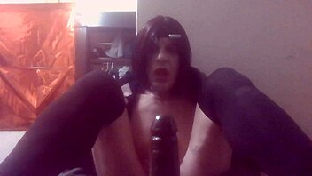 Tranny 881 no 12 black cock is bigger than dildo small tits toys slut tits