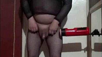 on boxing day, a shy sissy indulges in homemade masturbation with machines