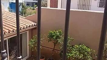 Hot Neighbor Pees On Sexy Landlord's Wife From Balcony