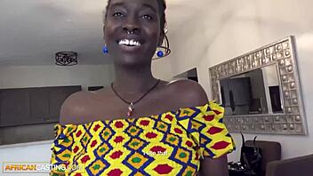 tall black amateur babe gets fucked by big cock in fake agent casting