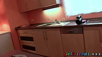 Girlfriend's British friend visits to suck tits and lick pussy