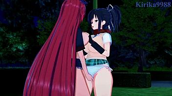 3D animated lesbian hentai with Asuka and Homura from Senran Kagura