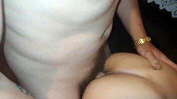 My girlfriend fucked my big dick friend so hard, and he came all over her small tits.