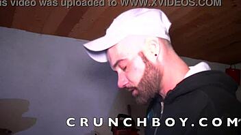 Gay Guy Gives Blowjob To Straight Friend In Garage