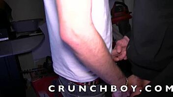 Gay Guy Gives Blowjob To Straight Friend In Garage