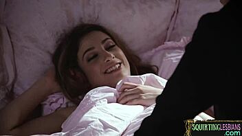 Petite teen lesbian babe squirting in kinky erotic threesome group scene