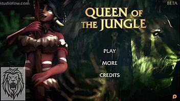 Beautiful woman in the jungle in animated hentai