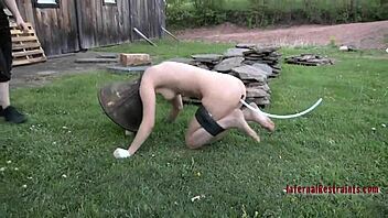 redhead girl with fetish for spreading legs wide open, using toys for masturbation in hardcore bdsm scene