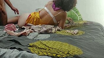 1125 - fucking white girl in yellow satin nightie pink satin panties dogging pov blowjob ass licking sexy stockings high heels