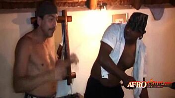 Busty black milf gets pounded from behind