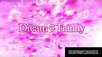 Beautiful transgender woman, blonde with a pretty ass, using a sex machine for pleasure.