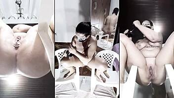 Suggestive Anal Close-Up with Dildo and Ripped Panties