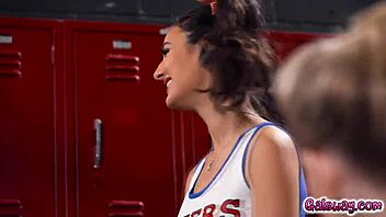 Cheerleaders Eliza Ibarra and Coco Lovelock got wild in locker room sex