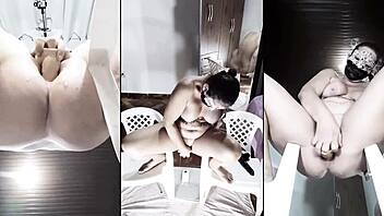 Suggestive Anal Close-Up with Dildo and Ripped Panties