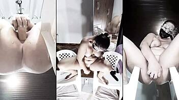 Suggestive Anal Close-Up with Dildo and Ripped Panties