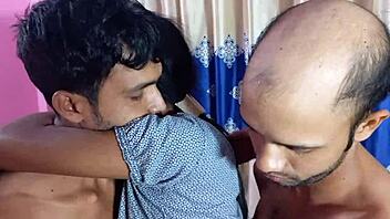 Hanif, Popy Khatun, and Manik Mia in a bisexual threesome with stepbrother joining deshi couple.