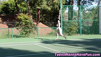 teen lesbians at a party exploring each other