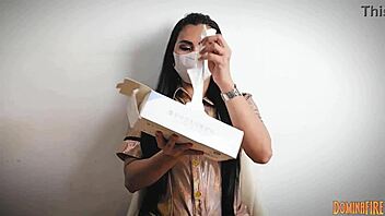 Nurse In Hospital Layers Latex Gloves For Femdom Fetish With Patient