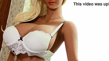 Blonde MILF with HUGE breasts in hot ANAL sex with dolls!