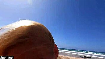 german blonde gives epic outdoor blowjob at beach!