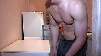 Teen skinny blonde Nataly Gold gets an intense kitchen encounter
