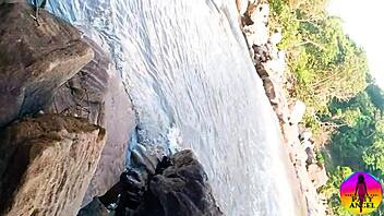 I got fucked by my lover in the river public spot and he came in my mouth