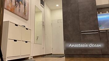 just waiting for the delivery guy to flash something wild. this exhibitionist blonde loves showing off her natural tits!