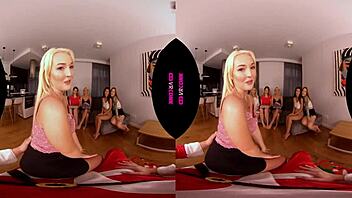 A group of naughty girls eagerly licks and fingers while awaiting Santa. VRconk captures every wild moment!